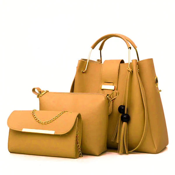 03 Pieces Ladies Handbags Ultimate PU Leather New Arrival